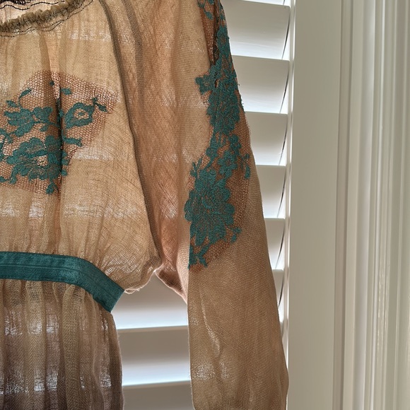 Vanity Rosa linen and lace Saint Barth mini dress tunic top. One size.  EUC - Picture 5 of 8